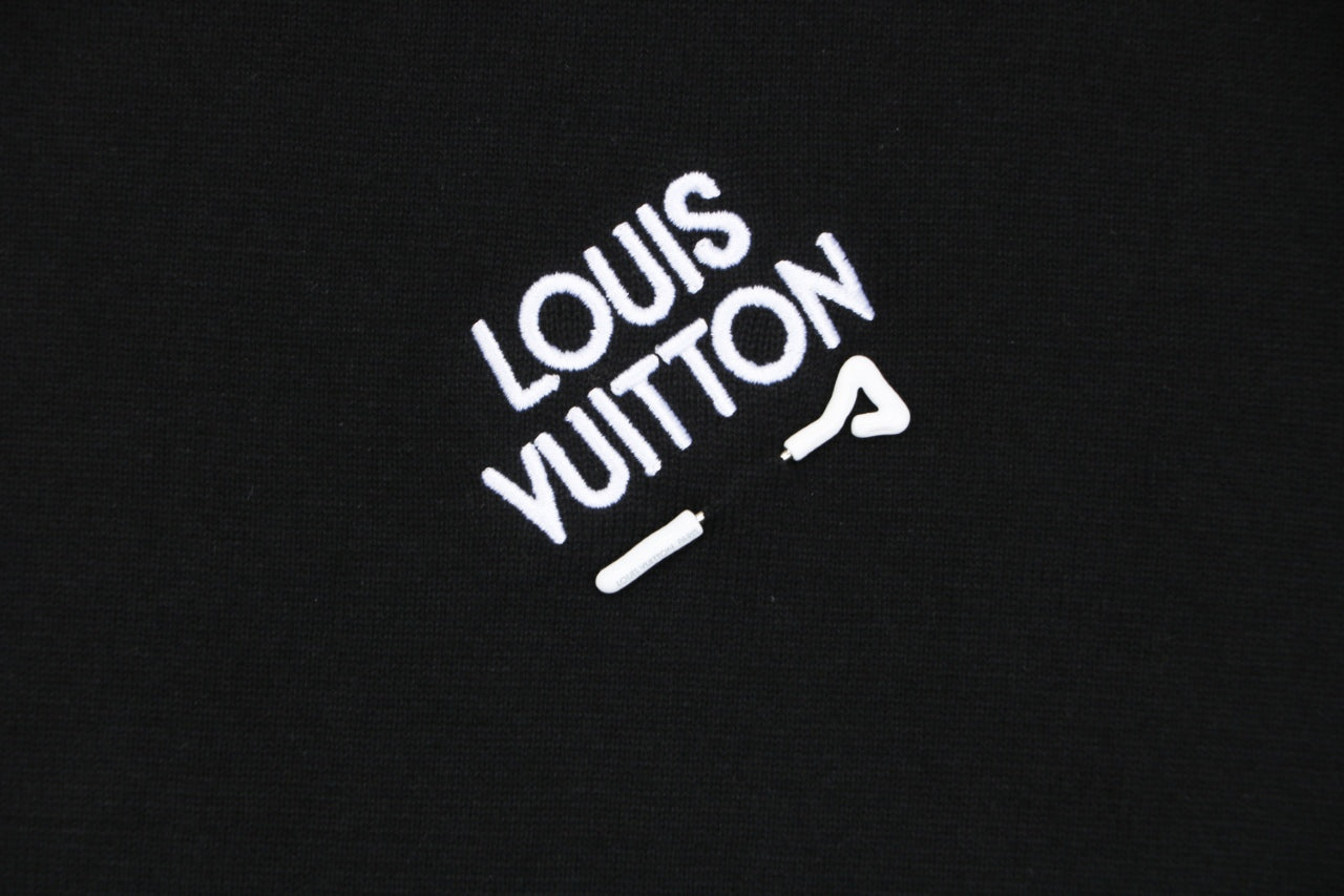 Louis Vuitton Pin-Letter Embroidered Knit Tee — Black