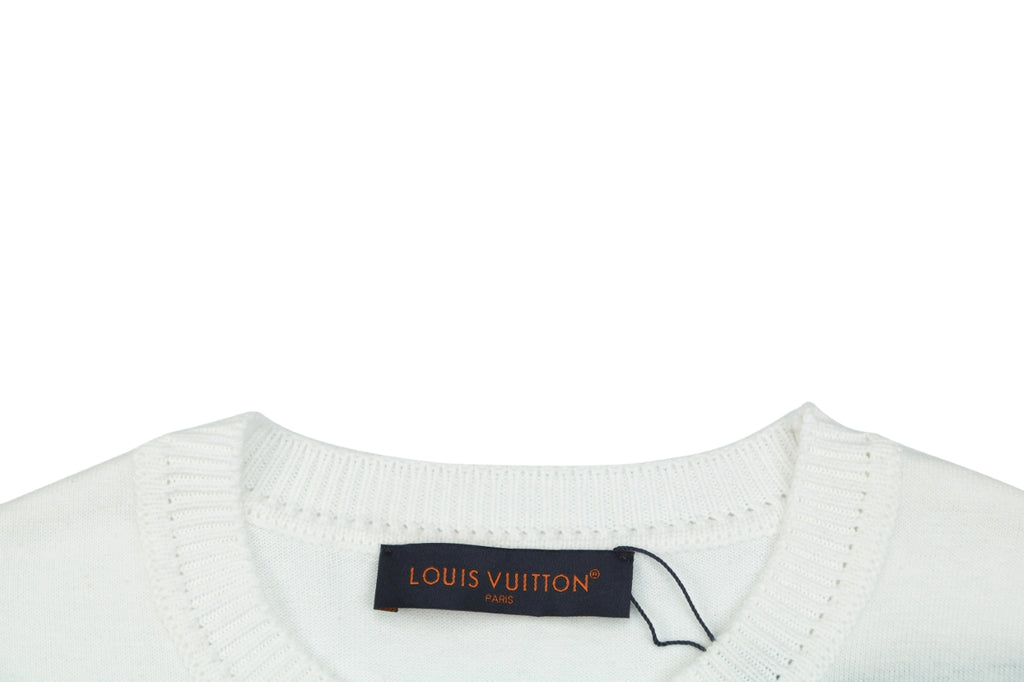 Louis Vuitton Pin-Letter Embroidered Knit Tee — White