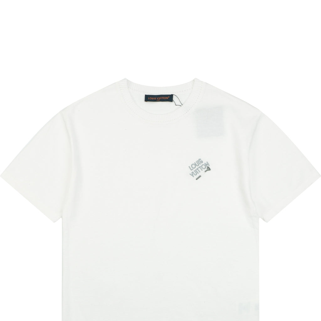 Louis Vuitton Pin-Letter Embroidered Knit Tee — White
