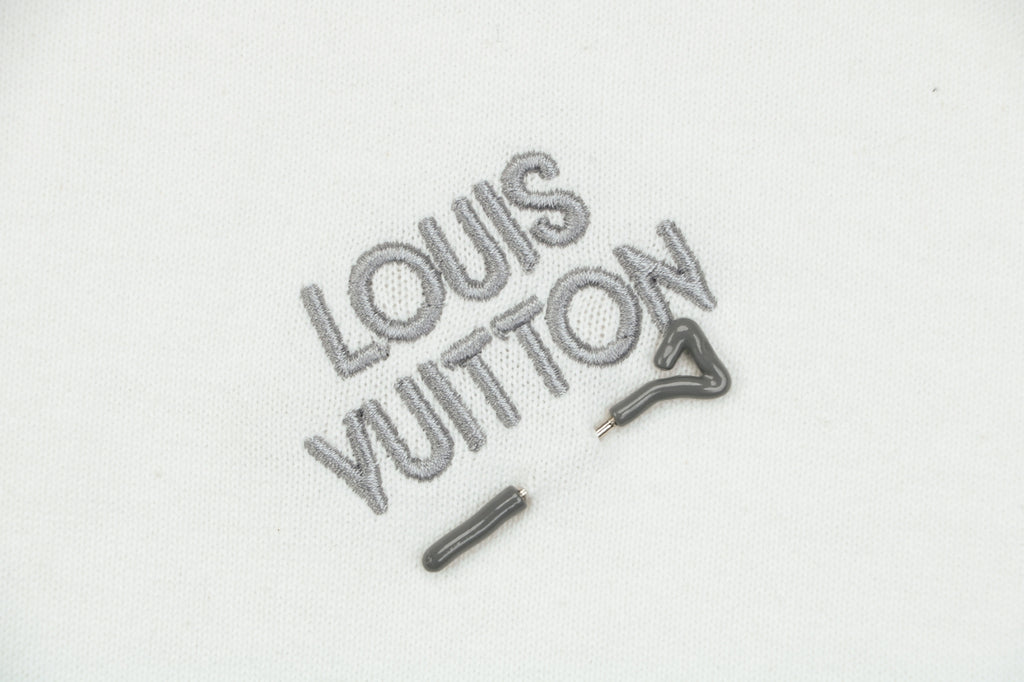 Louis Vuitton Pin-Letter Embroidered Knit Tee — White