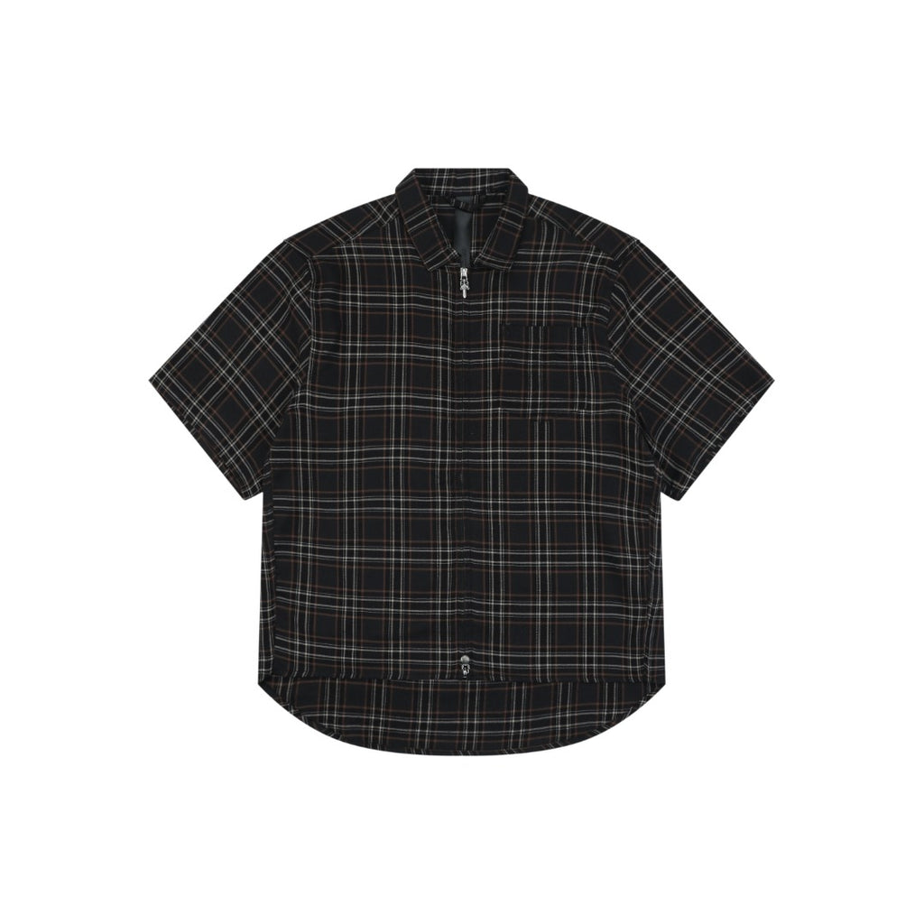 Chrome Hearts Check Short-Sleeve Shirt — Black