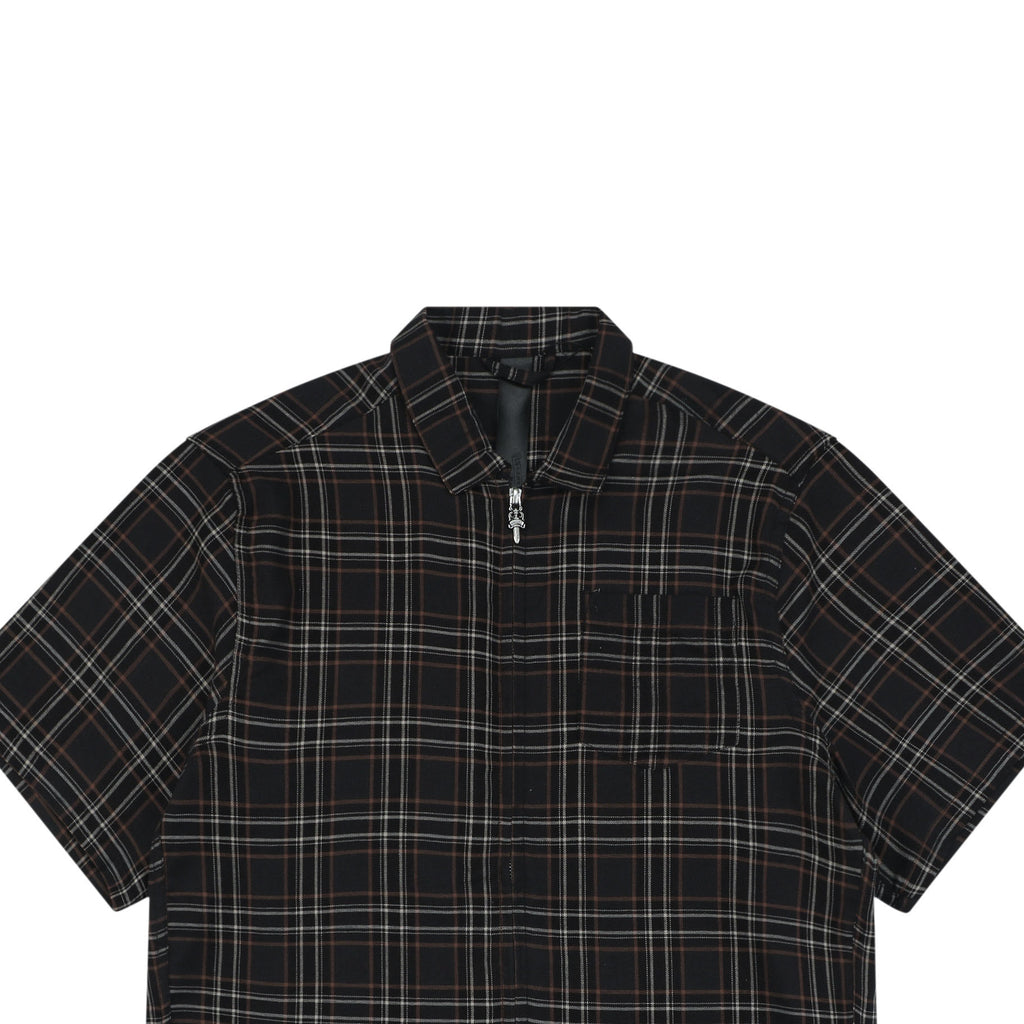 Chrome Hearts Check Short-Sleeve Shirt — Black
