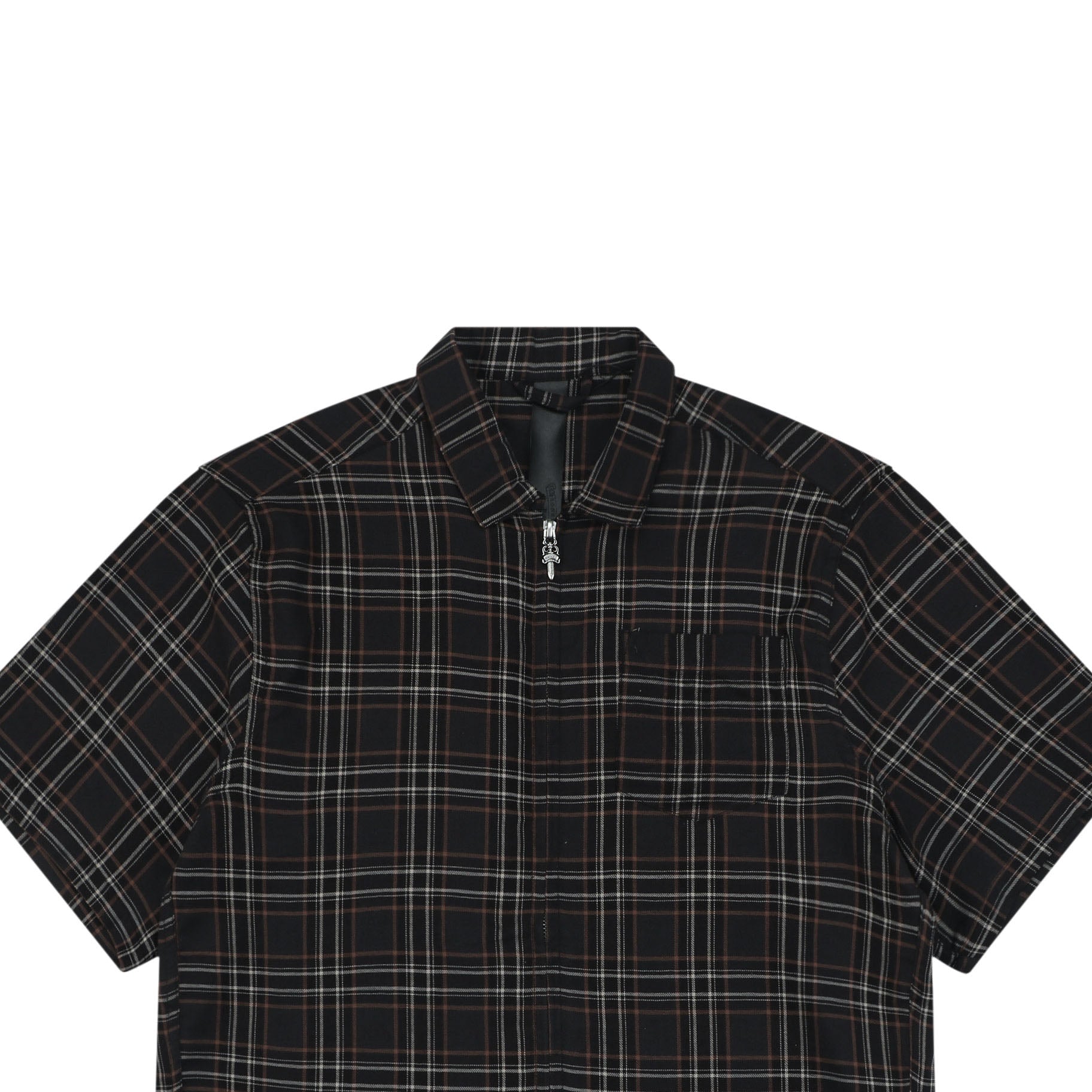 Chrome Hearts Check Short-Sleeve Shirt — Black