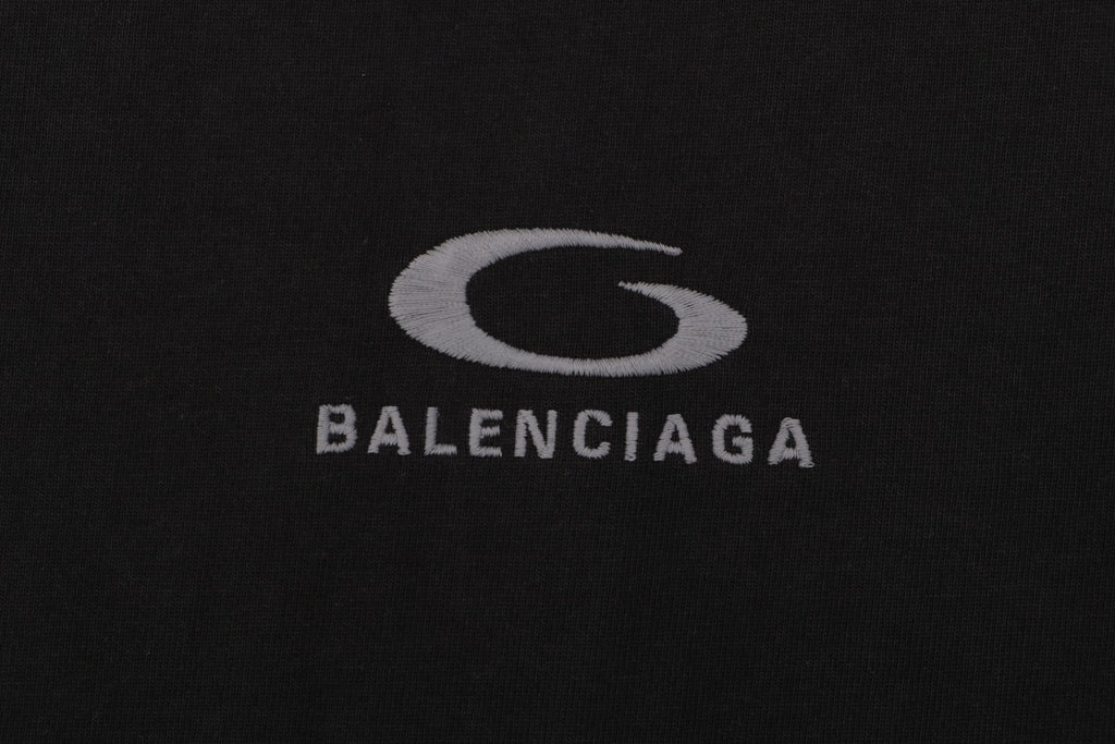 Balenciaga Oversized Back 3B Logo Embroidered Tee — Black