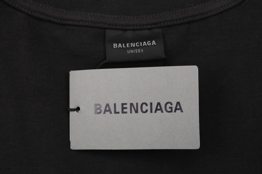 Balenciaga Oversized Back 3B Logo Embroidered Tee — Black