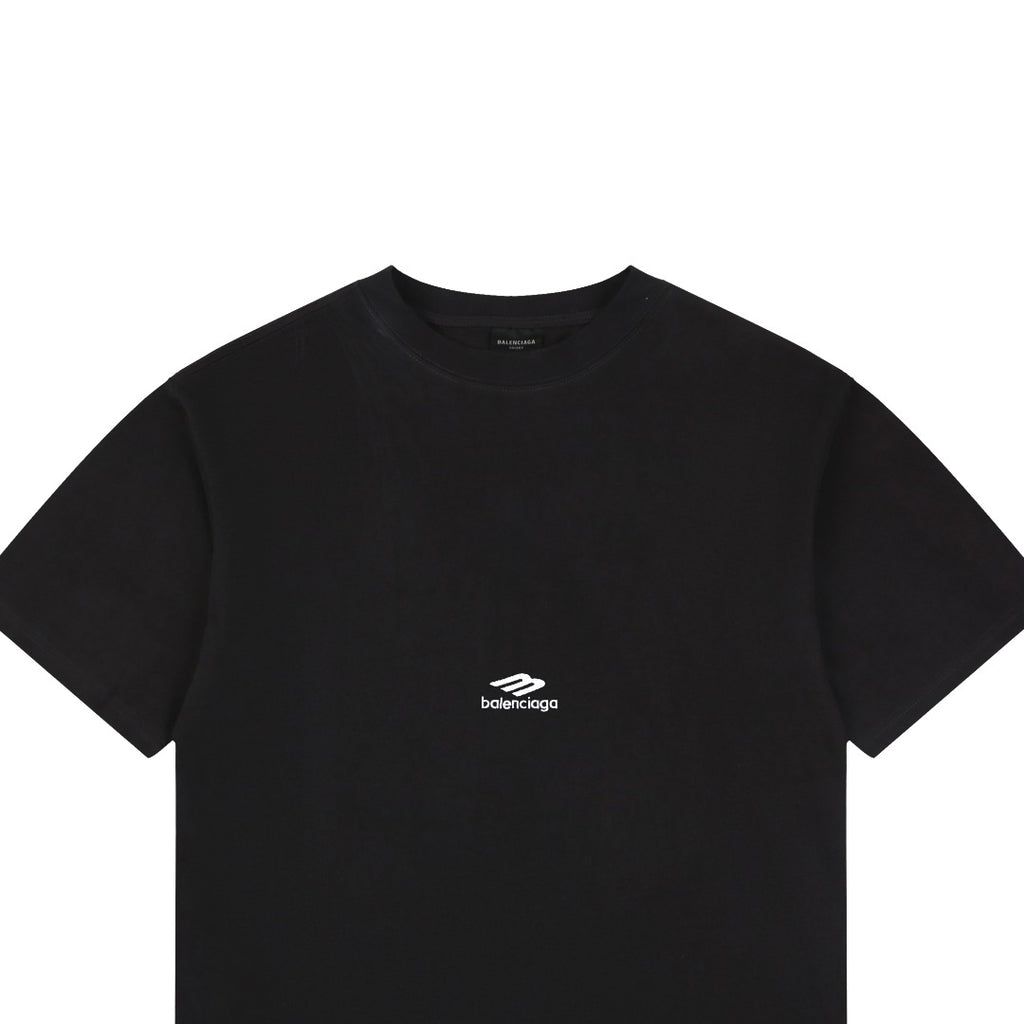 Balenciaga Oversized Back 3B Logo Embroidered Tee — Grey