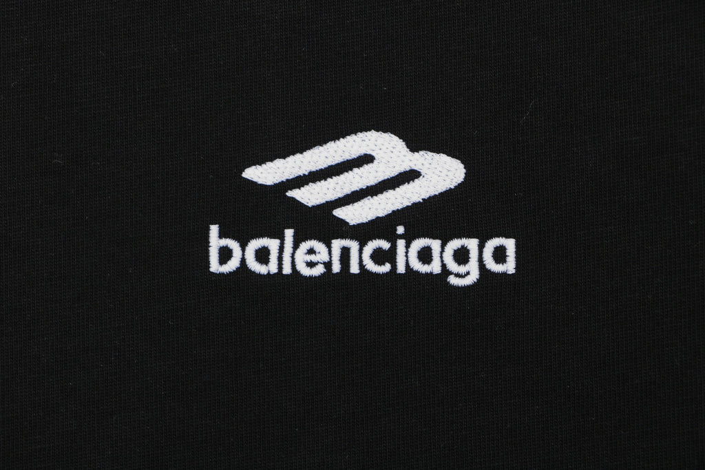 Balenciaga Oversized Back 3B Logo Embroidered Tee — Grey
