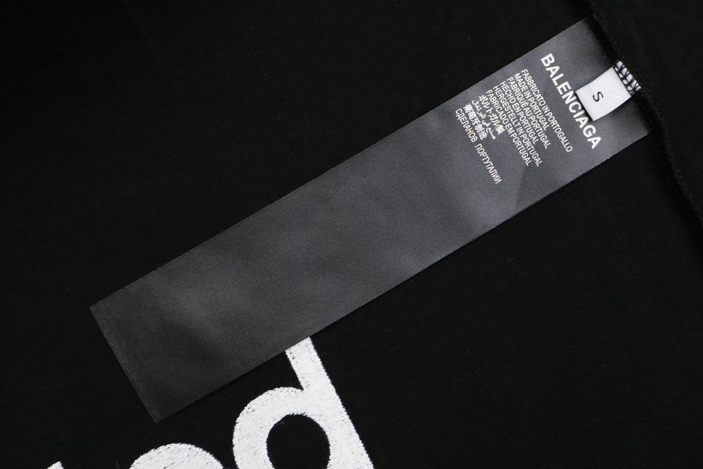 Balenciaga Oversized Back 3B Logo Embroidered Tee — Grey