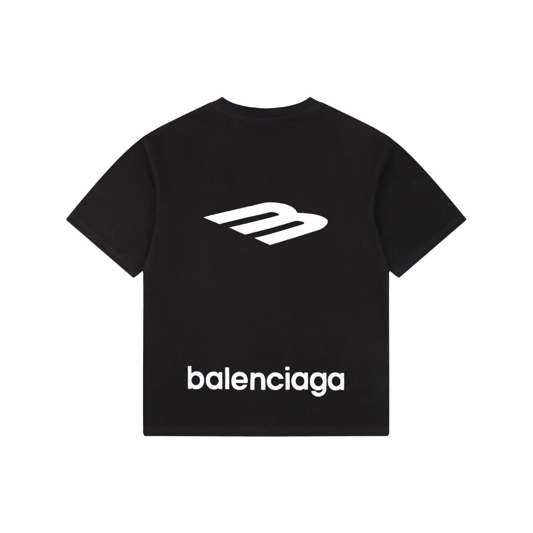 Balenciaga Oversized Back 3B Logo Embroidered Tee — Grey