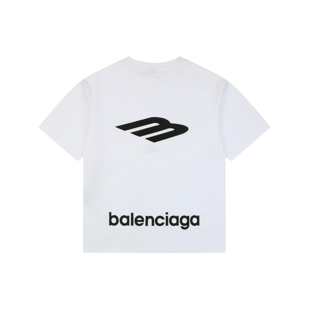 Balenciaga Oversized Back 3B Logo Embroidered Tee — White