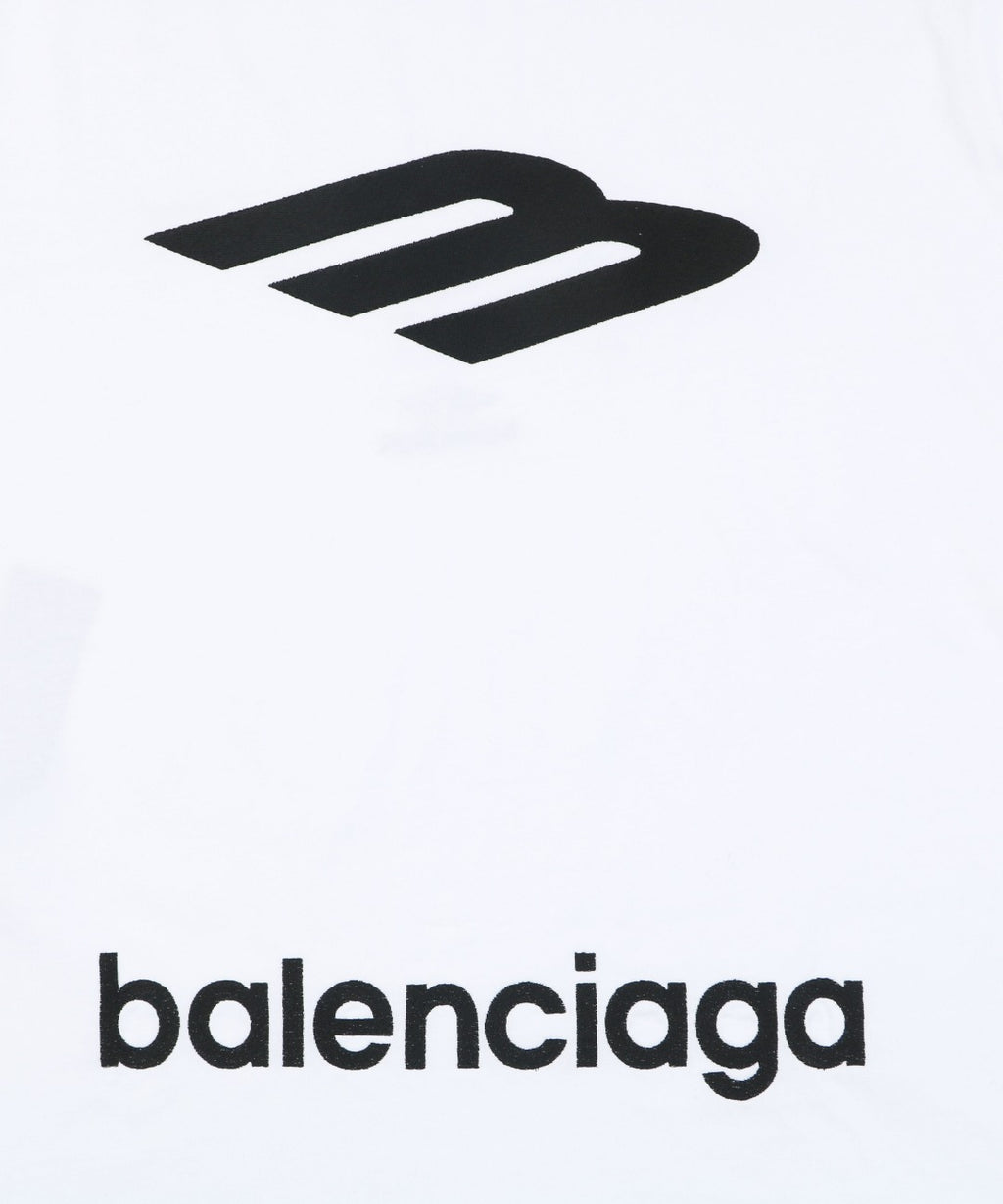 Balenciaga Oversized Back 3B Logo Embroidered Tee — White
