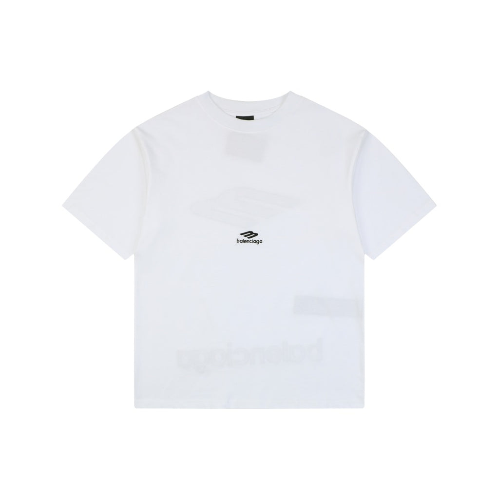 Balenciaga Oversized Back 3B Logo Embroidered Tee — White