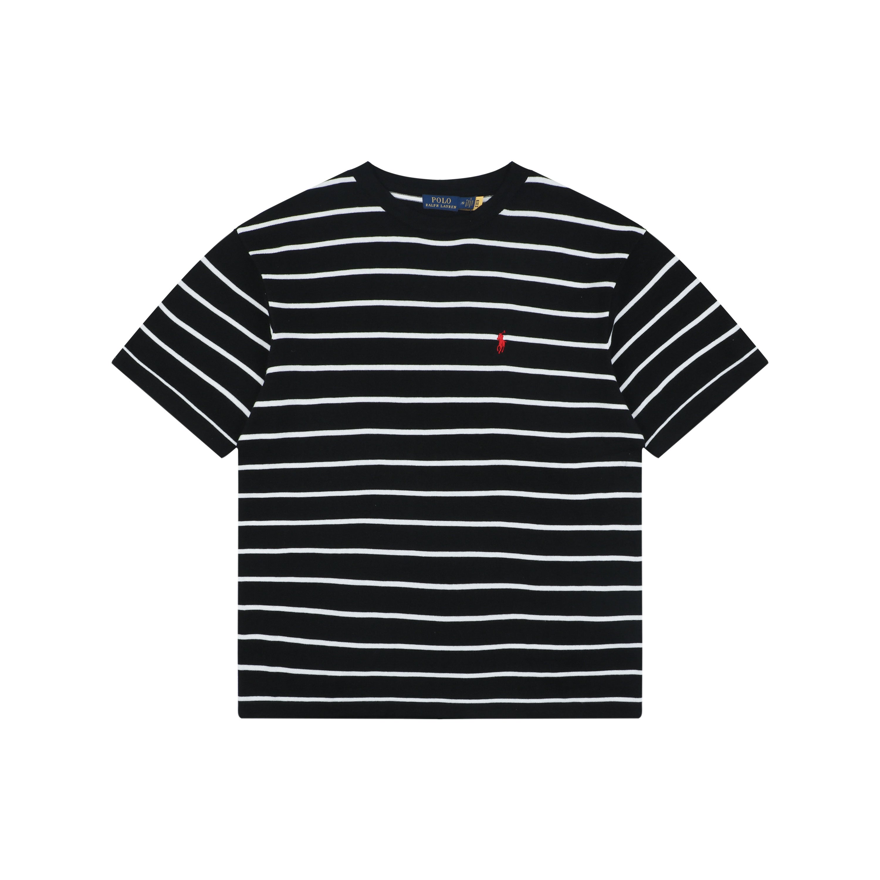 Polo Ralph Lauren Pony Logo Stripe Jacquard Tee — Black