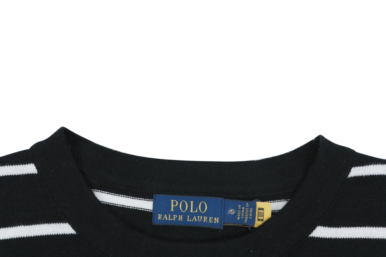 Polo Ralph Lauren Pony Logo Stripe Jacquard Tee — Black