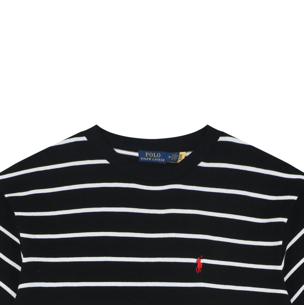 Polo Ralph Lauren Pony Logo Stripe Jacquard Tee — Black