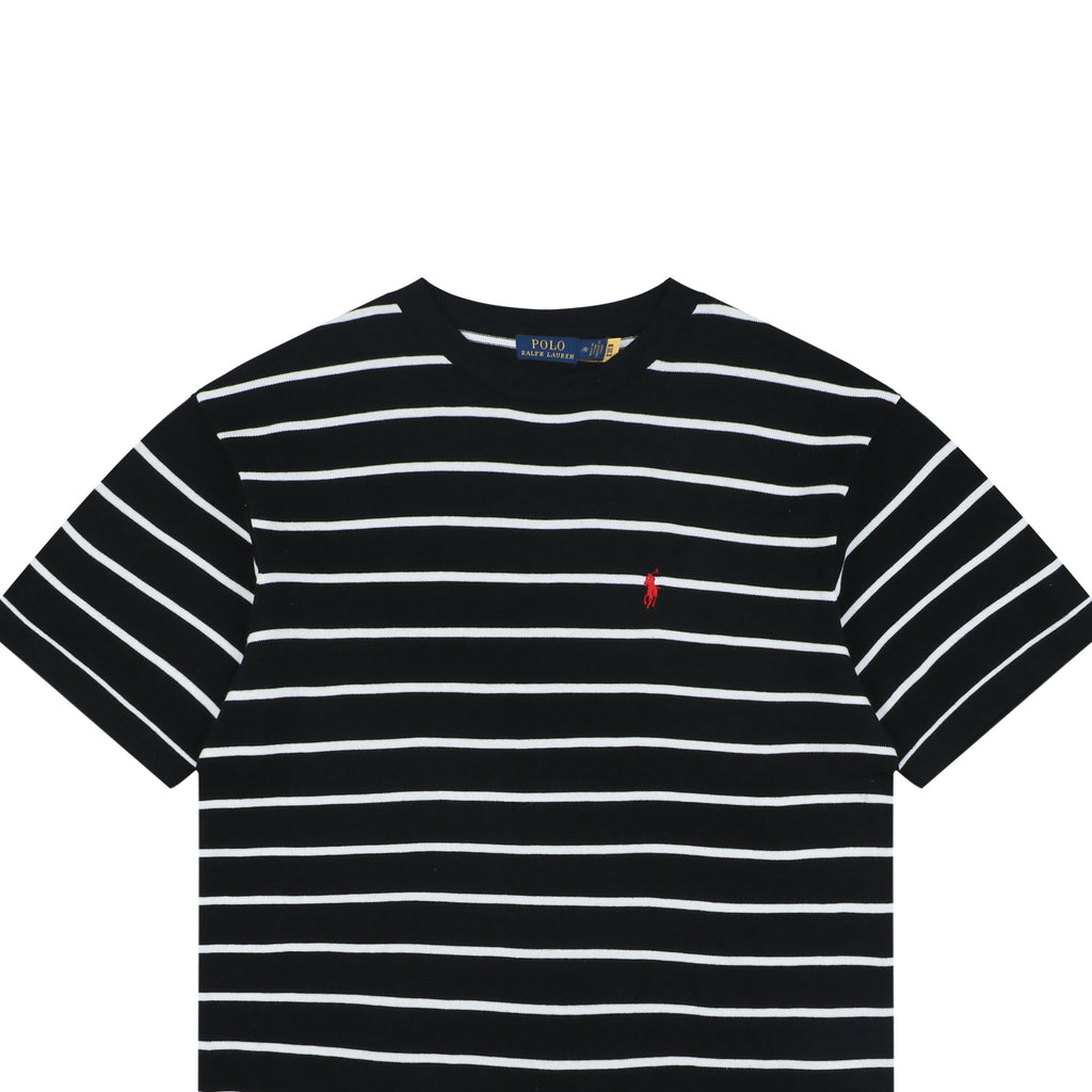 Polo Ralph Lauren Pony Logo Stripe Jacquard Tee — Black