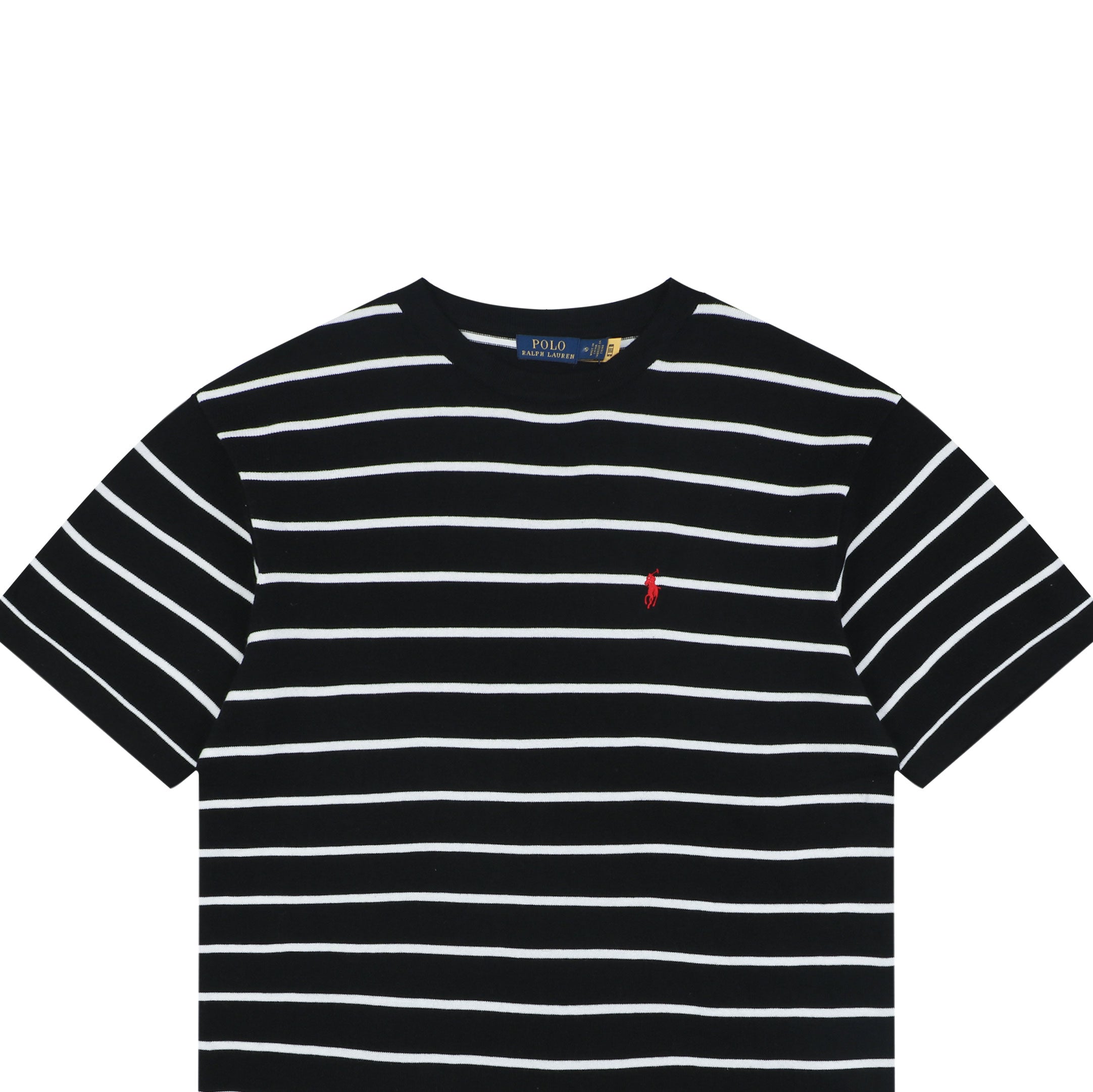 Polo Ralph Lauren Pony Logo Stripe Jacquard Tee — Black