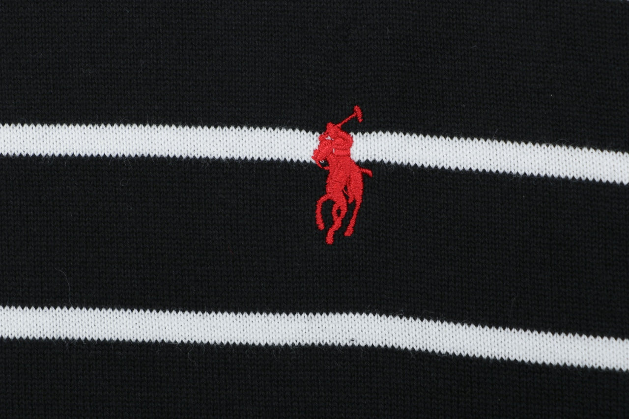 Polo Ralph Lauren Pony Logo Stripe Jacquard Tee — Black