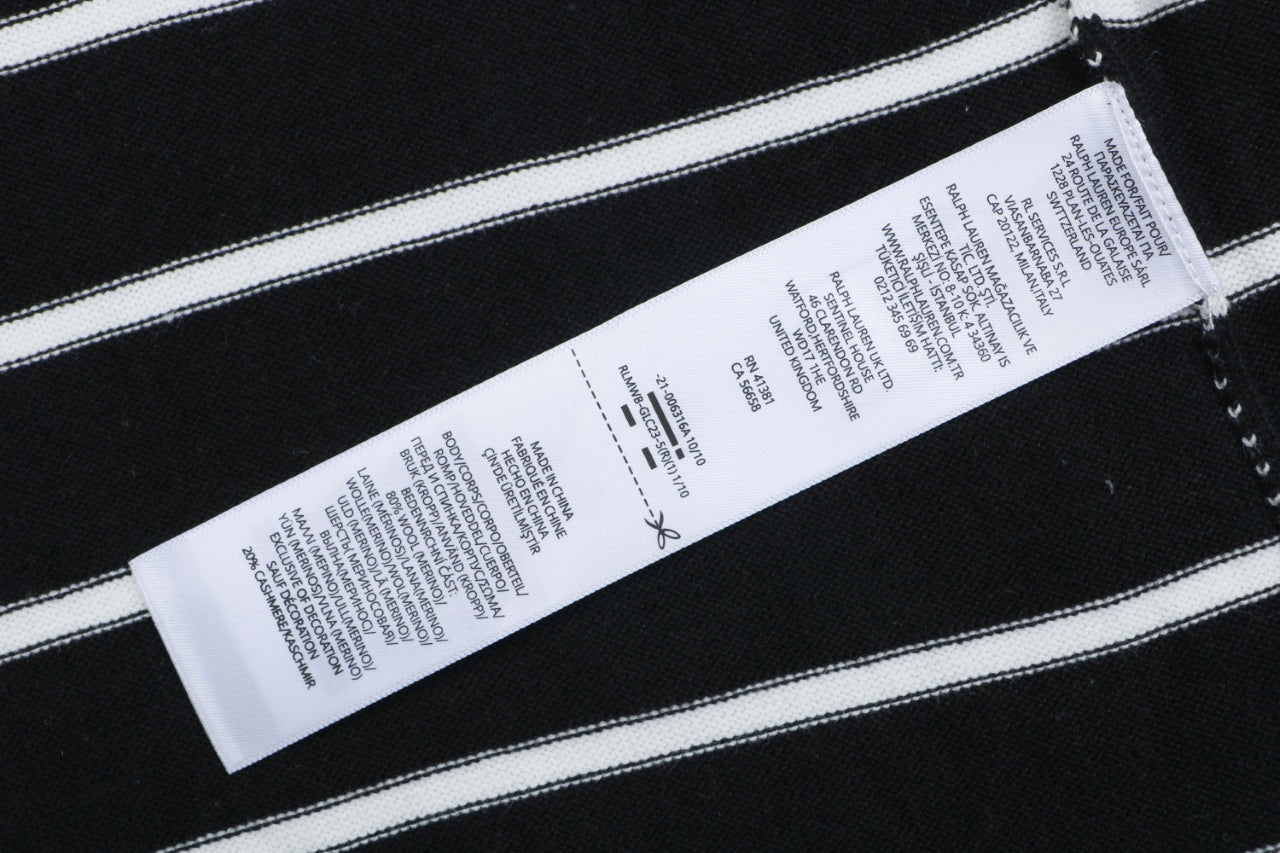 Polo Ralph Lauren Pony Logo Stripe Jacquard Tee — Black