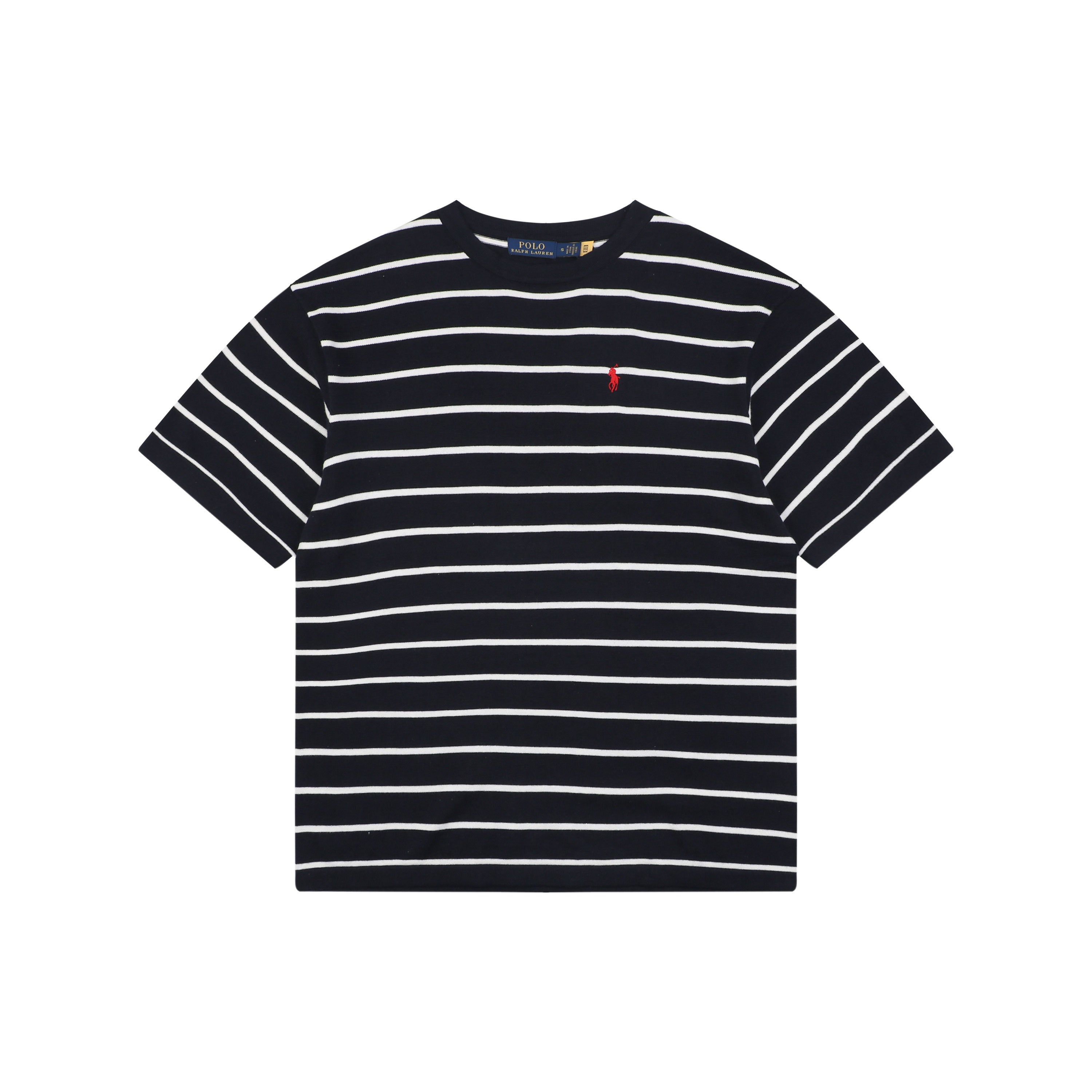 Polo Ralph Lauren Pony Logo Stripe Jacquard Tee — Navy