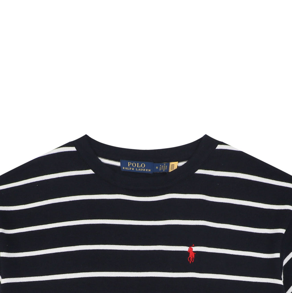 Polo Ralph Lauren Pony Logo Stripe Jacquard Tee — Navy