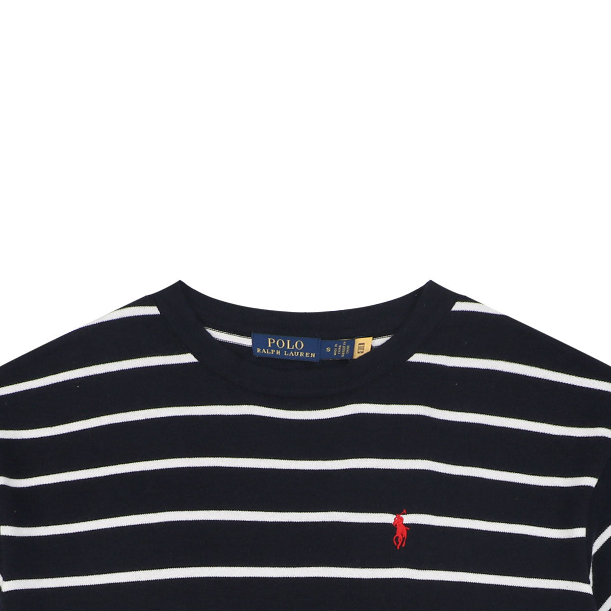 Polo Ralph Lauren Pony Logo Stripe Jacquard Tee — Navy