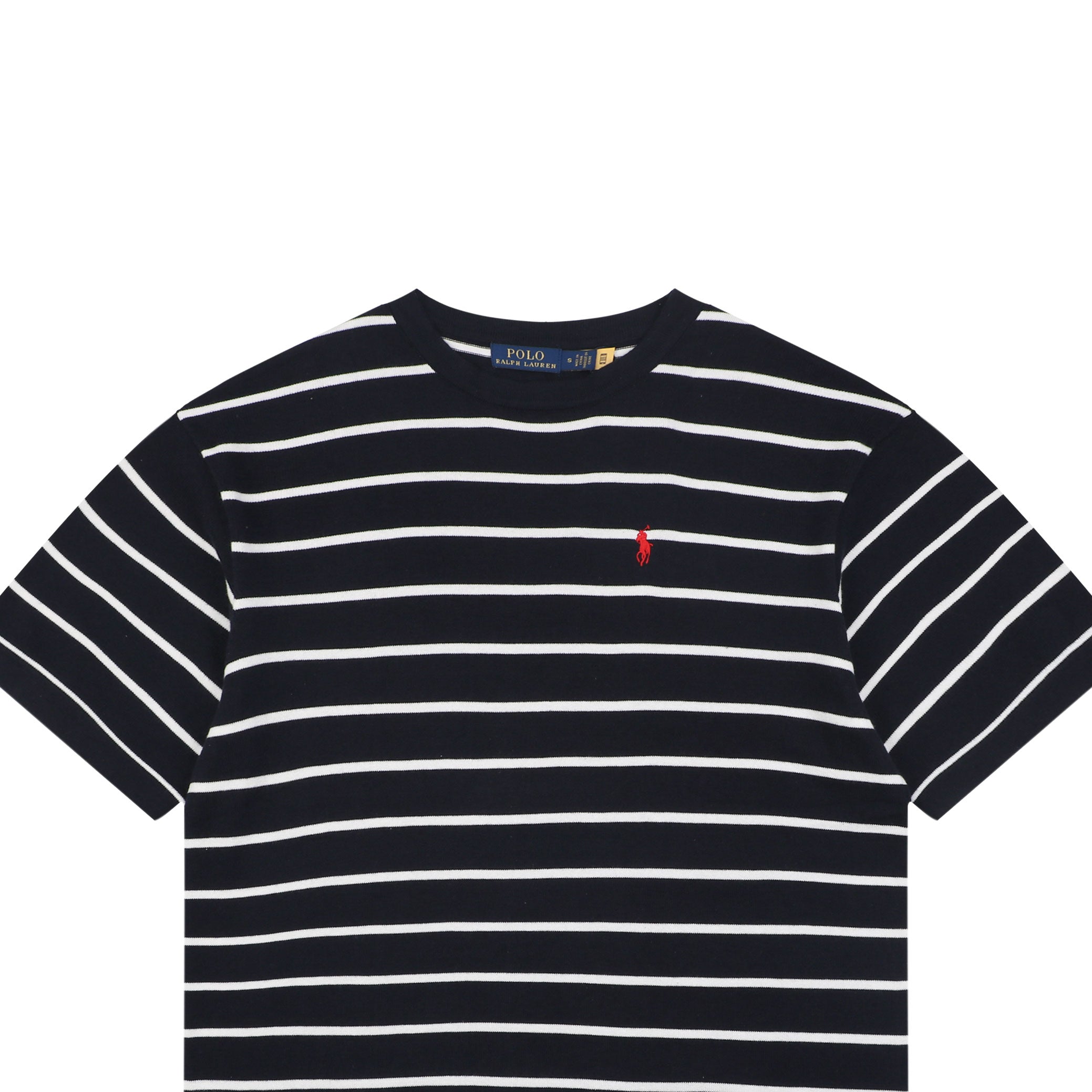 Polo Ralph Lauren Pony Logo Stripe Jacquard Tee — Navy