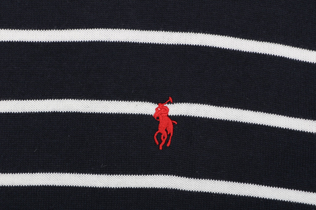 Polo Ralph Lauren Pony Logo Stripe Jacquard Tee — Navy