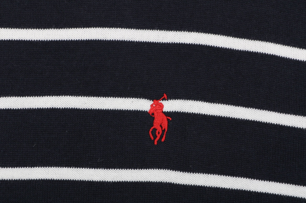Polo Ralph Lauren Pony Logo Stripe Jacquard Tee — Navy