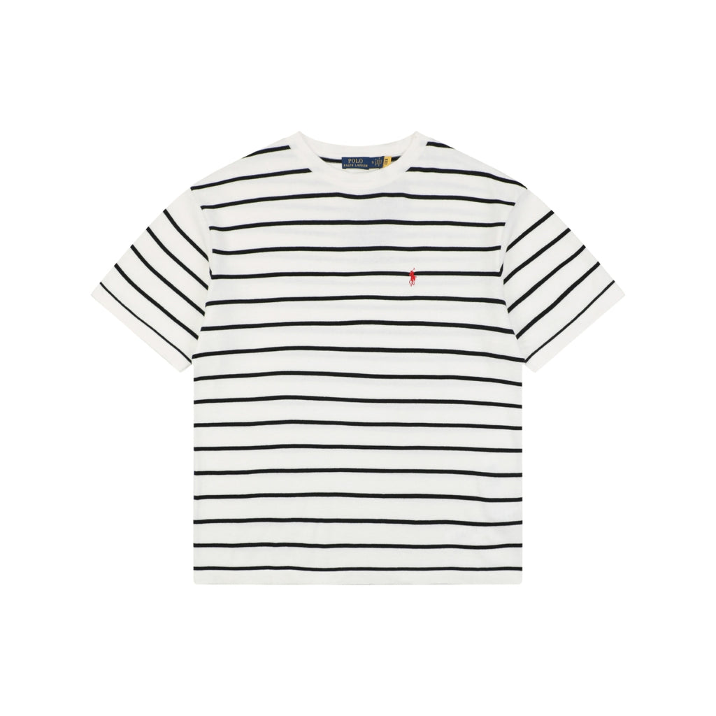 Polo Ralph Lauren Pony Logo Stripe Jacquard Tee — White