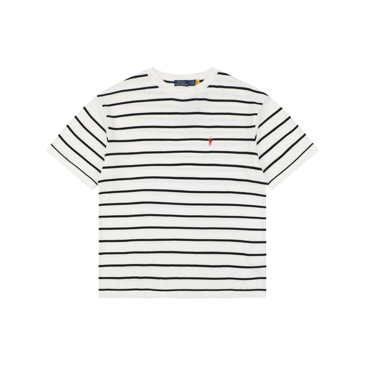 Polo Ralph Lauren Pony Logo Stripe Jacquard Tee — White