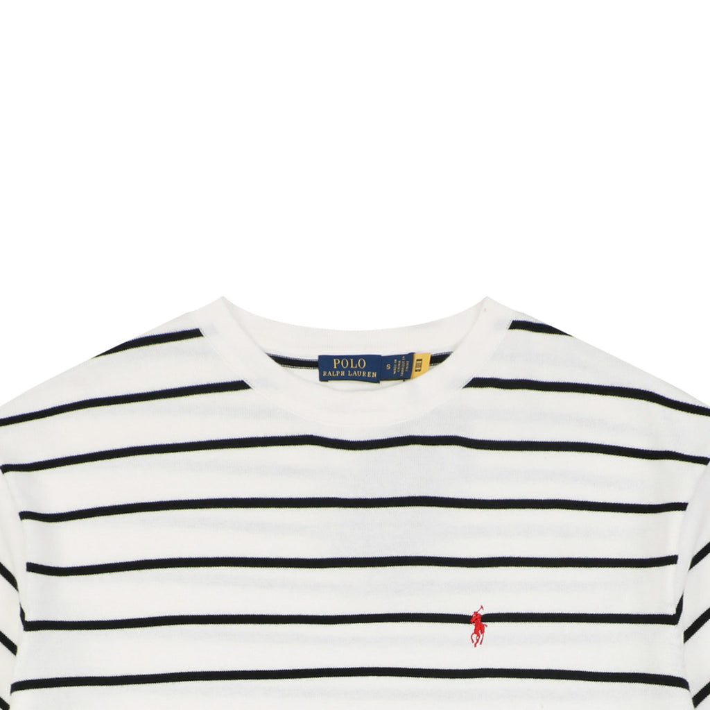 Polo Ralph Lauren Pony Logo Stripe Jacquard Tee — White