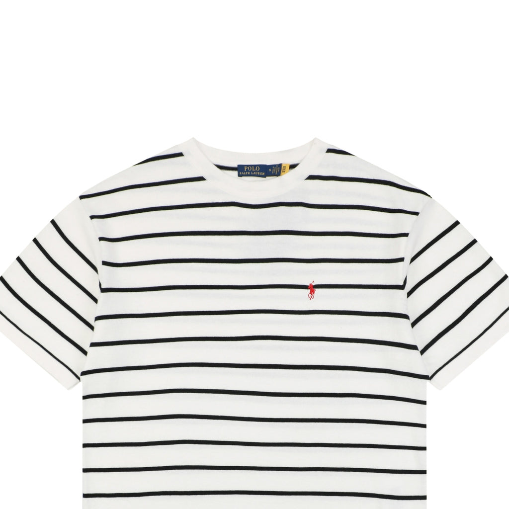 Polo Ralph Lauren Pony Logo Stripe Jacquard Tee — White