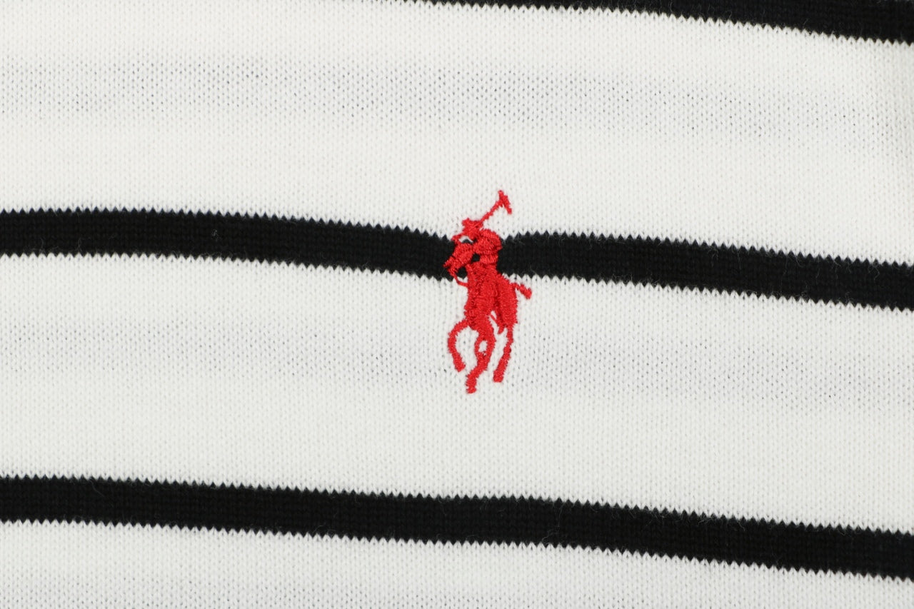 Polo Ralph Lauren Pony Logo Stripe Jacquard Tee — White