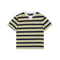 Prada Stripe Dropped-Shoulder Tee — Yellow/Navy