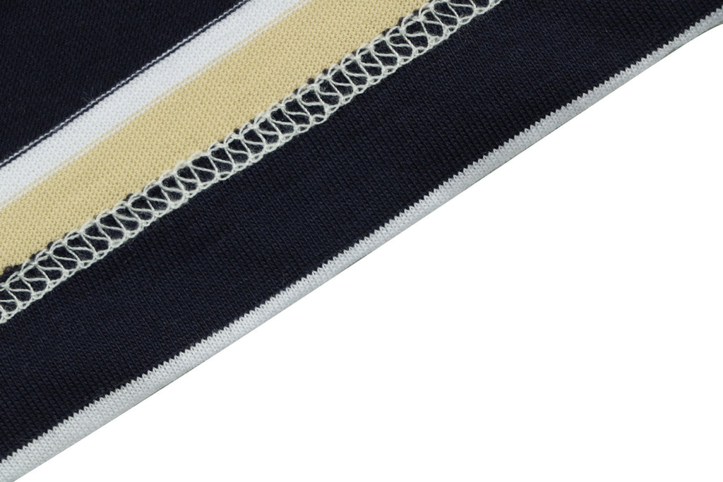 Prada Stripe Dropped-Shoulder Tee — Yellow/Navy