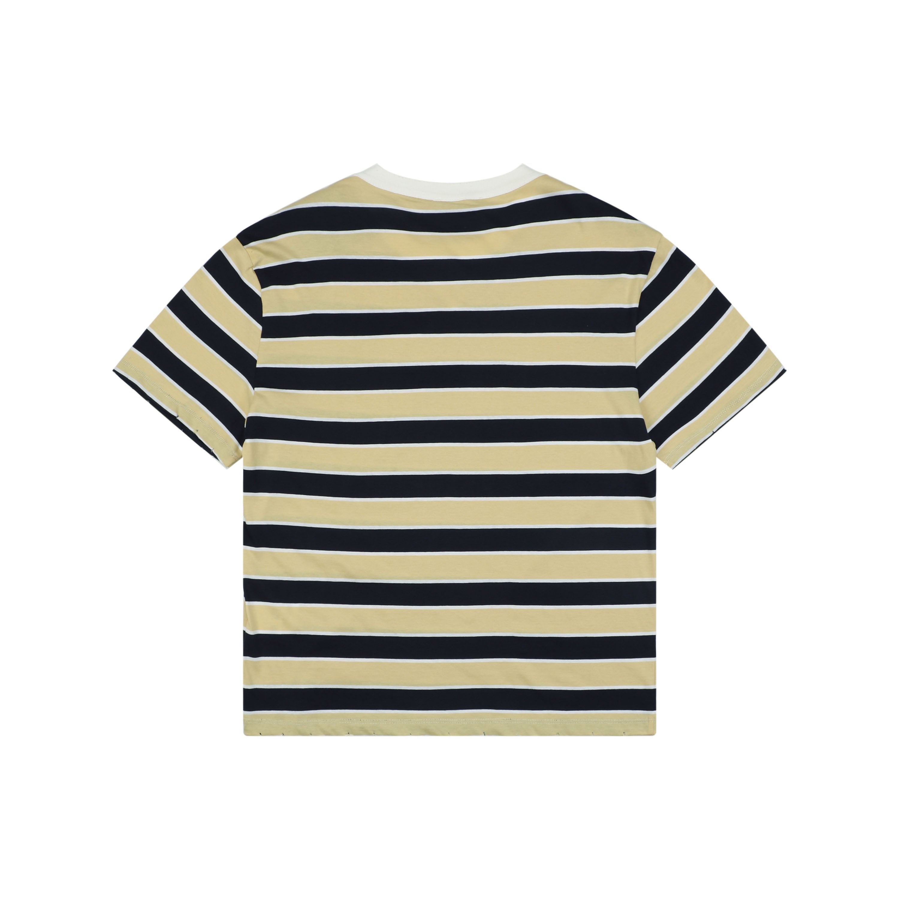 Prada Stripe Dropped-Shoulder Tee — Yellow/Navy
