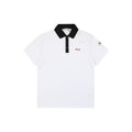 Moncler Signature Script Contrast-Collar Polo Tee — White/Black
