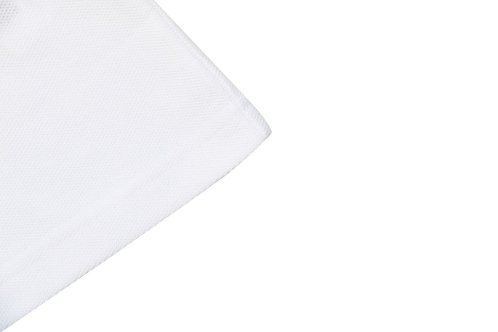 Moncler Signature Script Contrast-Collar Polo Tee — White/Black