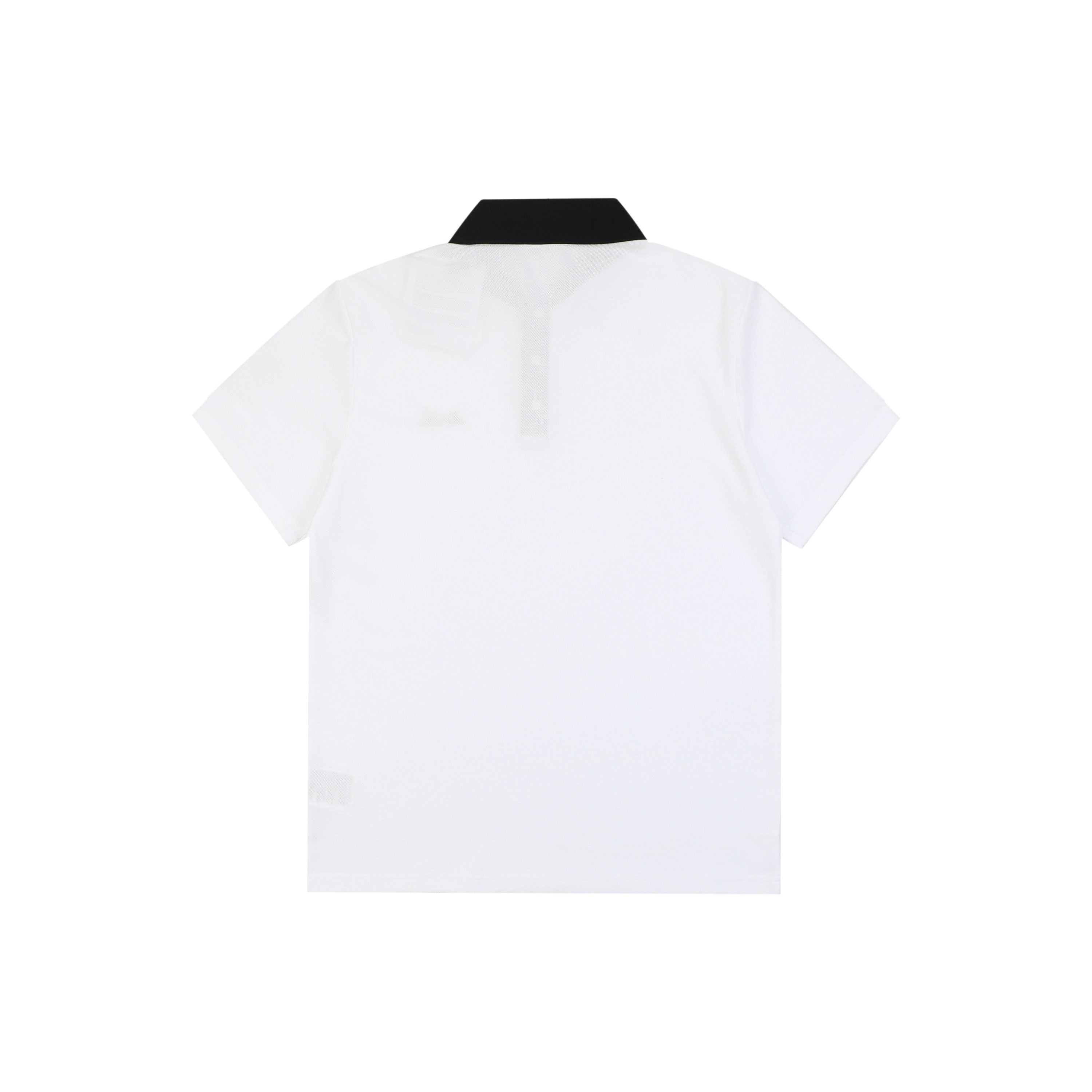 Moncler Signature Script Contrast-Collar Polo Tee — White/Black