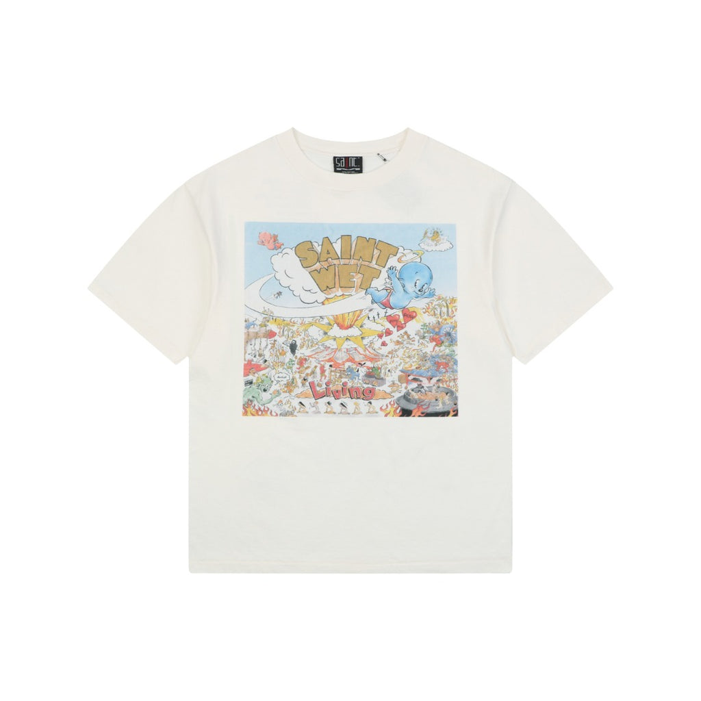 Saint Michael Volcano Party Graphic Tee — Vintage Cream