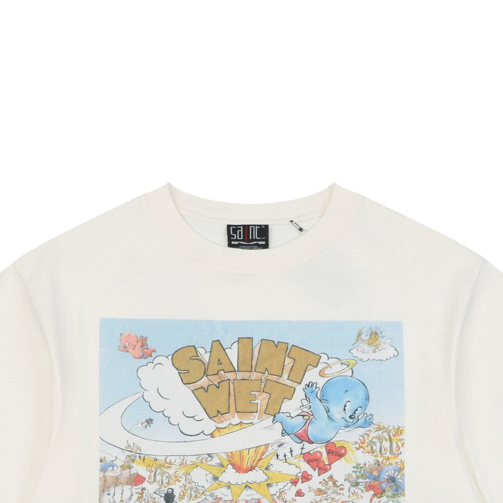 Saint Michael Volcano Party Graphic Tee — Vintage Cream