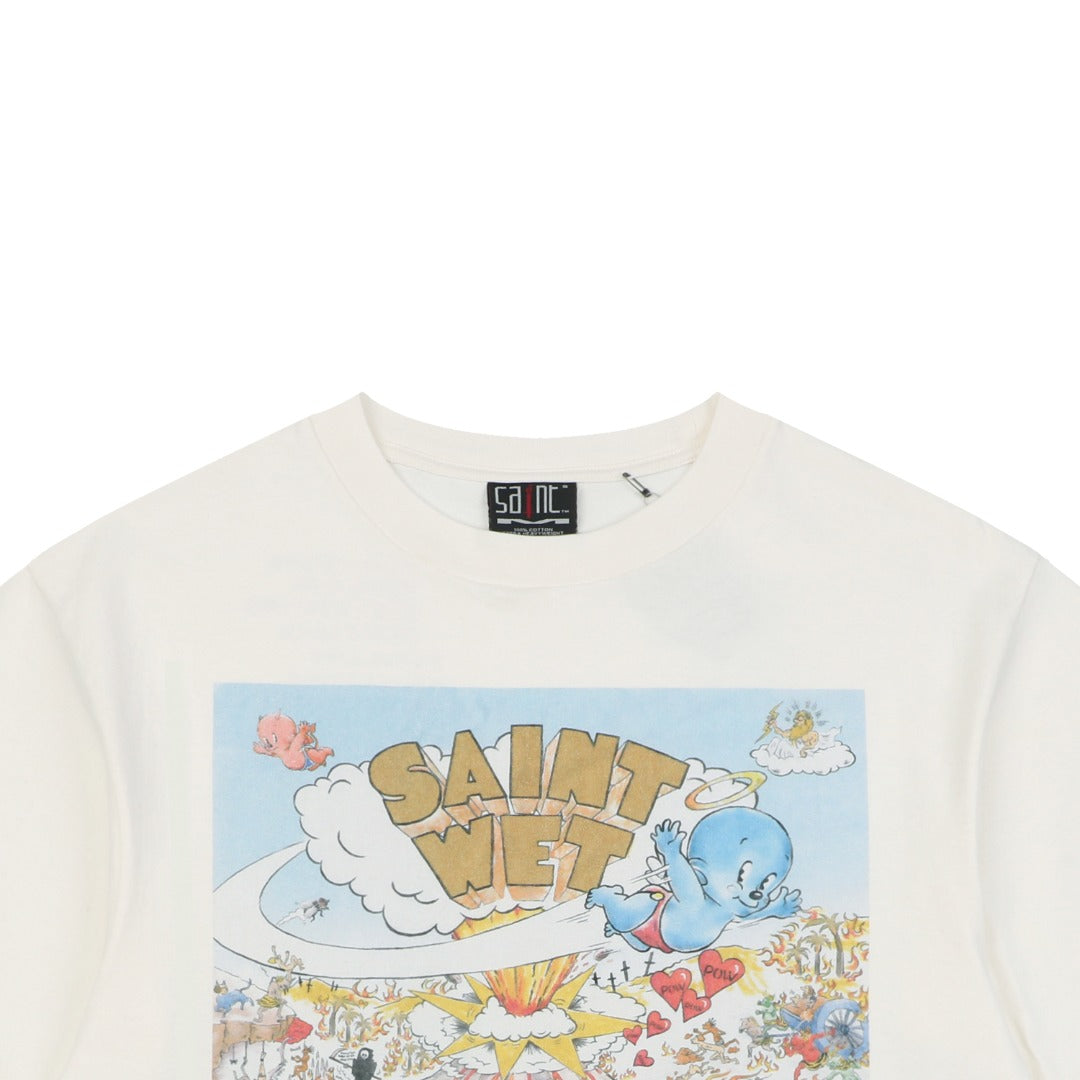 Saint Michael Volcano Party Graphic Tee — Vintage Cream
