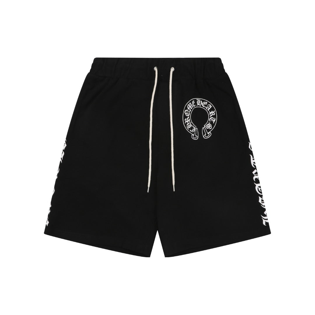Chrome Hearts Sanskrit Scroll Print Drawstring Shorts — Black