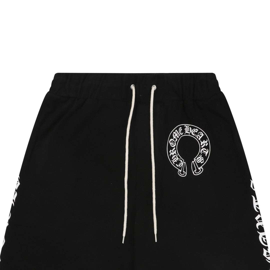 Chrome Hearts Sanskrit Scroll Print Drawstring Shorts — Black