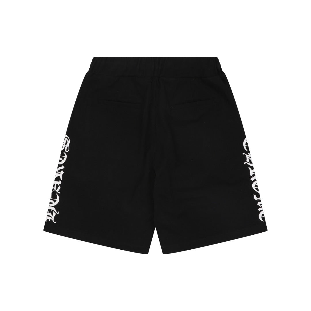 Chrome Hearts Sanskrit Scroll Print Drawstring Shorts — Black