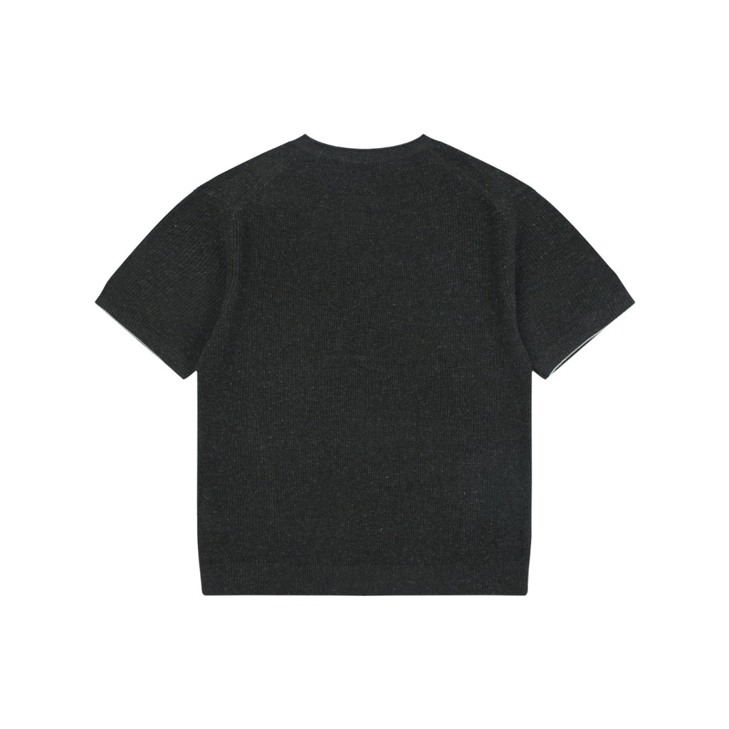 Brunello Cucinelli Flecked Rolled-Hem Knit Tee — Black