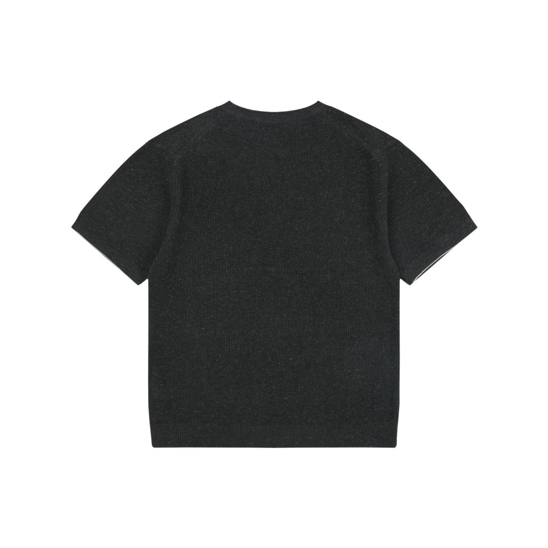 Brunello Cucinelli Flecked Rolled-Hem Knit Tee — Black