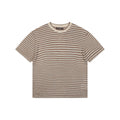 Loro Piana Coffee & Yellow Stripe Knit Tee — Ecru/Brown