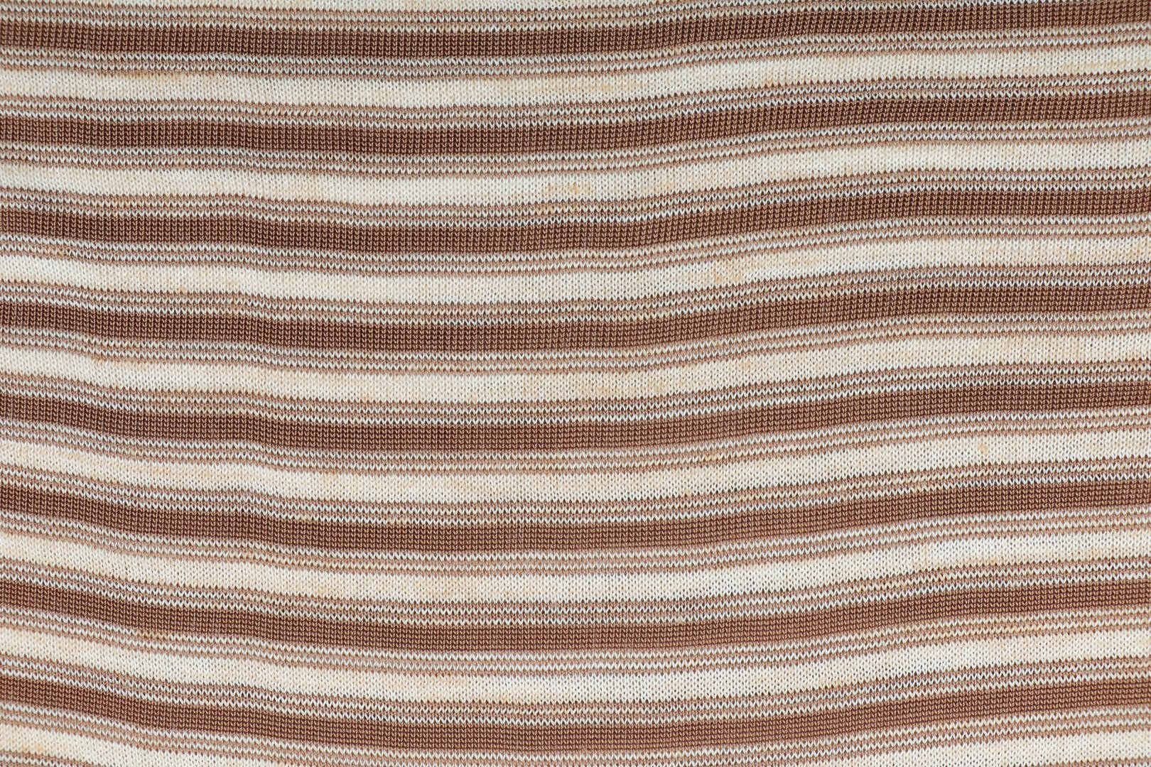 Loro Piana Coffee & Yellow Stripe Knit Tee — Ecru/Brown